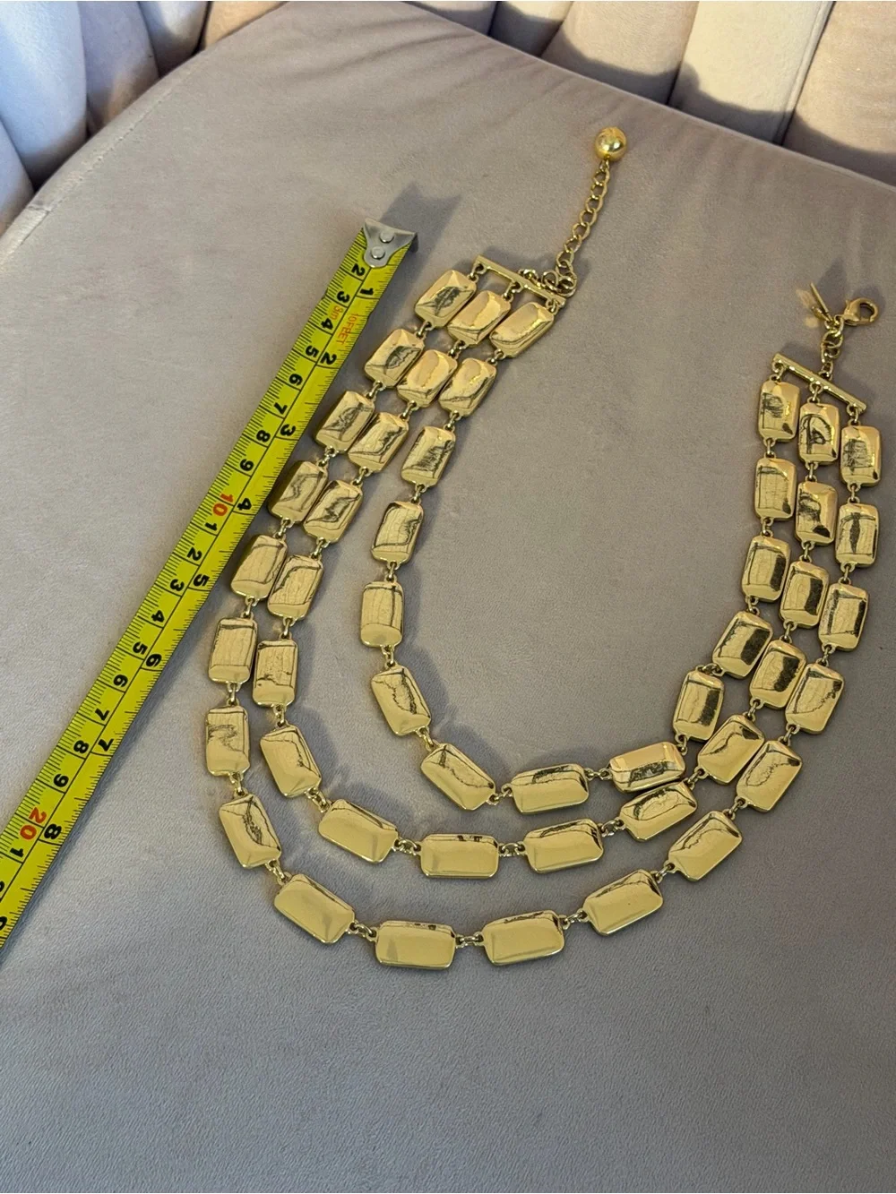 Kate Spade Park Guell Black Enamel Gold Triple Strand Statement Necklace